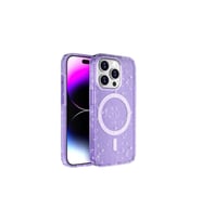 Apple iPhone 15 Pro Max Uyumlu Kılıf M-safe Şarj Özellikli Parlayan Simli Saydam Renkli Zore Allstar Kapak (Mor)