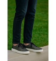 Growish GR0269 Hakiki Deri Antrasit Gri Yüksek Eva Taban Koku Yapmaz Erkek Sneakers Ayakkabı (Mat Antrasit)