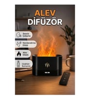 EN SİGA Alev Efektli Aromatik Oda Kokusu Difüzörü LED Işıklı Nemlendirici Siyah