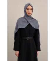 Lyocell Naia Kare Monogram Şal 6 (Mavi)