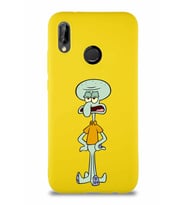 Huawei P20 Lite Soft Premier Kapak Squidward Dokunaç Tasarımlı Silikon Kılıf - Sarı (Şeffaf)