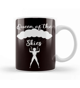 Queen Of Skies Paraglider Parachutist Skydiver Paragliding Kupa Bardak Porselen
