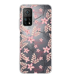 Xiaomi Mi 10 T Uyumlu Kapak Floral Kırmızı Tasarımlı Şeffaf Silikon Kılıf