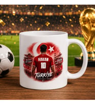 BK Gift Kişiye Özel Türkiye Taraftar Temalı 2026 Dünya Kupası Tasarımlı Beyaz Kupa Bardak -1, Tek Yürek Milli Takım Ruhu