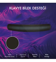 MP03 - Memory Klavye Bilek Destek Pedi  Yumuşak, Ergonomik, Klavye Önü El Bileği Dinlendirme Pedi