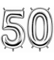 50 Rakam Folyo Balon Gümüş Rengi (100 cm)