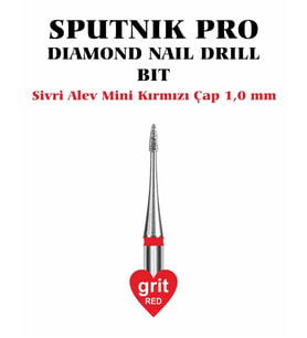 Elmas Sivri Alev Mini Freze Kırmızı Çap 1,0mm