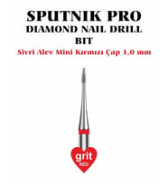 Elmas Sivri Alev Mini Freze Kırmızı Çap 1,0mm