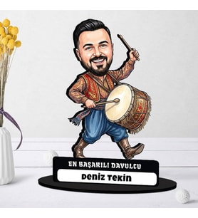 Davulcu Müzisyen Erkeğe Hediye Kişiye Özel Karikatürlü Biblo