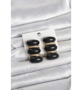 Siyah Vintage Model Gold Renk Kadın Küpe 5886