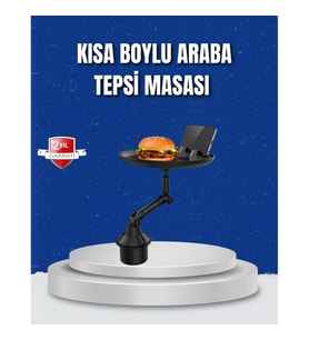Mey İthalat® Ayarlanabilir Araç İçi Bardaklık Tepsisi 9 İnç Geniş Alan ve Telefon Standlı