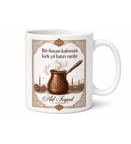 Türk Kahvesi Kültürü Temalı Memleket Kupası Porselen Kupa Bardak Hediye