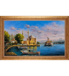 Çerçeveli Paspartulu Manzara Tablo bm0753 (Gold)