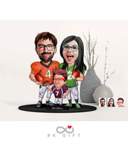BK Gift Kişiye Özel Amerikan Futbolcu Aile Karikatürlü Ahşap Biblo-1