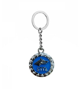 Göktürkçe Türk Yazılı Lacivert Mineli Bozkurt Figürlü Metal Unisex Anahtarlık