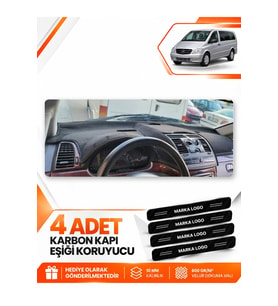 MERCEDES VİTO W639 (2003-2014) Uyumlu Ön Torpido Koruma Kılıfı Halısı - Siyah Kırmızı