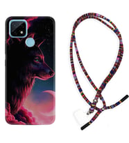 Realme C11 C21 C21Y C25Y C11 2021 Kılıf Boyun Asklı Rasta Silikon Wolf and Moon 1380