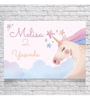 Unicorn Temalı Doğum Günü Afişi 35X50 cm
