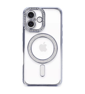 Apple İphone 16 Plus Kılıf Joke Simli Magneticsafe Kılıf - Mavi