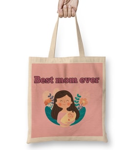 Best Mom Ever Anneler Günü 06 Bez Çanta Uzun Saplı