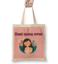 Best Mom Ever Anneler Günü 06 Bez Çanta Uzun Saplı