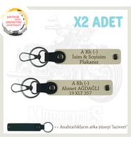 Yol Fatihine Özel, İsim Plaka ve A Rh (-) Kan Grubu, Kişiselleştirilmiş x2 Anahtarlık, S Kahve-Laci