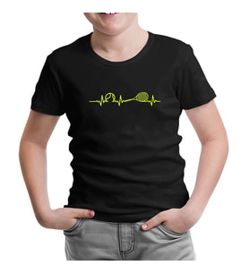 Tenis - Heartbeat Siyah Çocuk Tshirt
