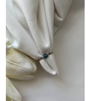 Minimal topaz taşı ayarlanabilir çelik tel yüzük el yapımı