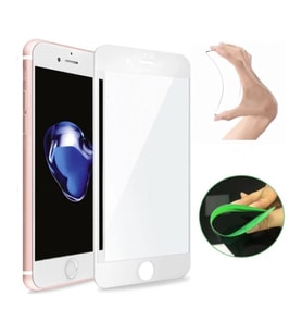 Apple iPhone 6s Ekran Koruyucu Seramik Nano Cam Esnek Tam Full Kaplayan Kırılmaz Beyaz