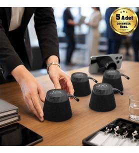 Logonuza Özel 5 Adet SP-4290 Şarj Standlı Mini Hoparlör Işıklı Logolu Bluetooth