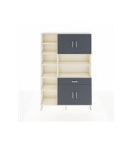 Arges Dolap 10 Raflı Tek Çekmeceli 4 Kapaklı 132x30x195 Aytaşı-Antrasit/Antrasit