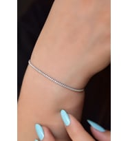 Papatya Silver 925 Ayar Gümüş Zirkon Taşlı Tamtur, Su Yolu Bileklik (Rodyum)