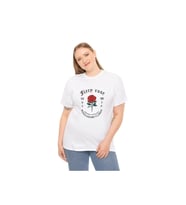 Unisex Bisiklet Yaka Baskılı T-Shirt - Beyaz