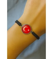 Ay Yıldız Türk Bayrağı Figürlü Ayarlanabilir İpli Unisex Bileklik – Anlamlı, Zarif ve Özgün Tasarım