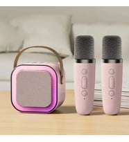K12 Bluetooth Hoparlör, 2 Mikrofonlu Rgb Taşınabilir Karaoke Makinesi, Çocuk Ve Ev Kullanımı İçin Ahşap