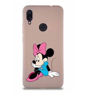 Xiaomi Redmi Note 7 Pro Soft Premier Kapak Minnie Mouse-E Tasarımlı Silikon Kılıf - Pudra (Şeffaf)