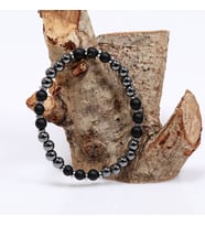 Mat Obsidyen ve Hematit Taşı Bileklik - 6 mm