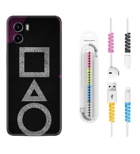 Vivo Y15S Y32 Y33S Y51 Y53S Kılıf Kablo Koruma Spiral Silikon Game Begin 1799