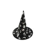 Halloween Cadı Şapkası Gümüş Desenli