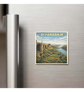 Diyarbakır Şehri - Pop-Art Travel - 9x9 cm Buzdolap Magneti