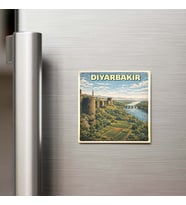 Diyarbakır Şehri - Pop-Art Travel - 9x9 cm Buzdolap Magneti