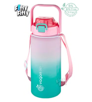 Vagonlife Tritan 1500ml Askılı-Pipetli/Pipetsiz Kullanım Çift Renk SoftTouch Motivasyon Matarası Çıkartma Hediyeli (Pembe)
