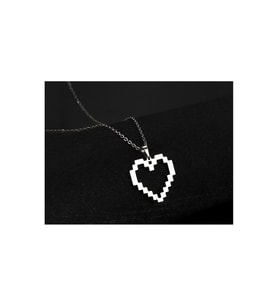 Pixel Kalp Heart Kolye Unisex Gümüş Renk