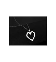 Pixel Kalp Heart Kolye Unisex Gümüş Renk