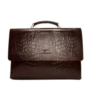 KANGAROO KINGDOM Hakiki Dana Deri Kroko Koyu Kahverengi Erkek Laptop & Evrak Çantası 8295-CC-K