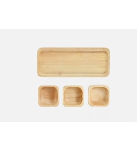 ÇEREZLİK 3 LÜ BAMBU AHŞAP-BAMBOO SNACK BOWL BOYUT: TABAN 29.5 cm x 10.5 cm KASE:9cm x 9cmx3cm