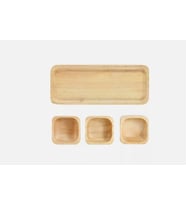 ÇEREZLİK 3 LÜ BAMBU AHŞAP-BAMBOO SNACK BOWL BOYUT: TABAN 29.5 cm x 10.5 cm KASE:9cm x 9cmx3cm