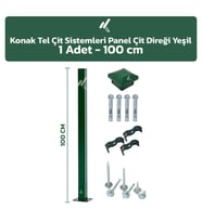 KONAK TEL ÇİT SİSTEMLERİ 1 ADET PANEL ÇİT DİREĞİ 100 CM AKSESUARLAR DAHİL (Yeşil)