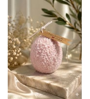Mumelia Çiçek Desenli Yumurta - Doğal Soya Dekoratif Mum - Pembe