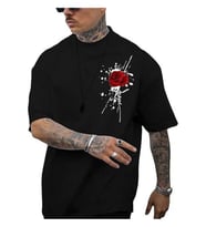Erkek Bisiklet Yaka Kısa Kol Baskılı T-shirt - Siyah